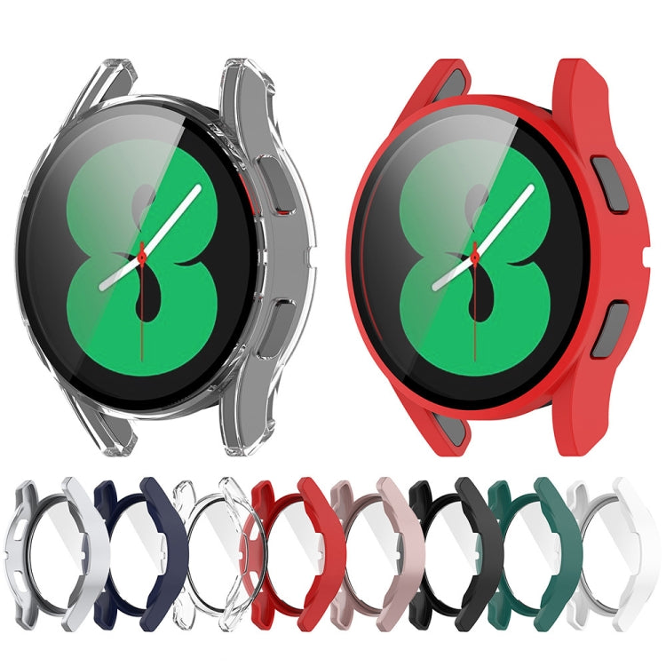 For Samsung Galaxy Watch FE 40mm PC + Tempered Glass Film Integrated Watch Protective Case(Black)
