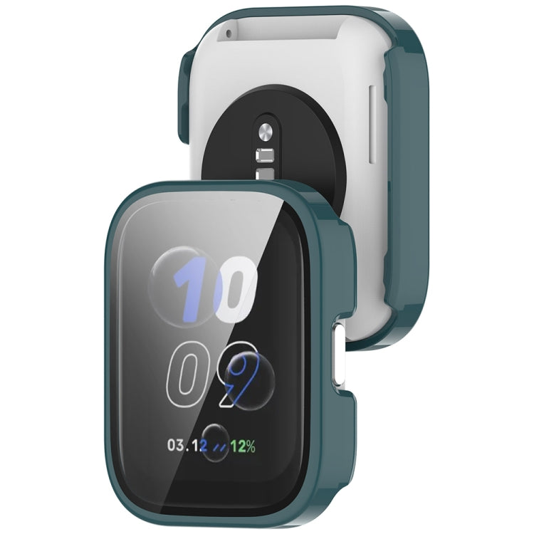 For Amazfit bip5 Unity PC + Tempered Glass Film Integrated Watch Protective Case(Pine Needle Green)