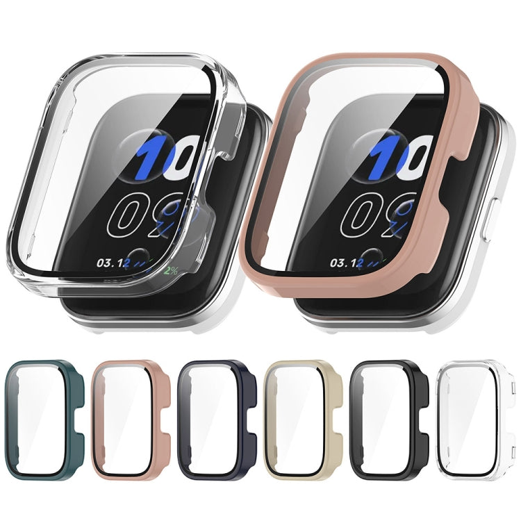 For Amazfit bip5 Unity PC + Tempered Glass Film Integrated Watch Protective Case(Black)