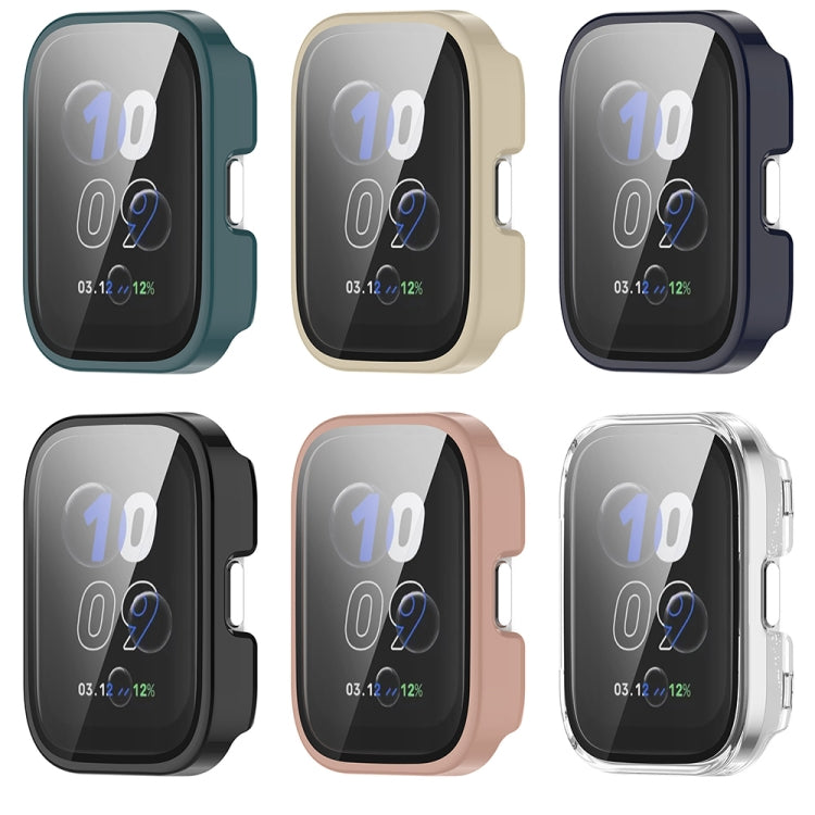 For Amazfit bip5 Unity PC + Tempered Glass Film Integrated Watch Protective Case(Sakura Pink)