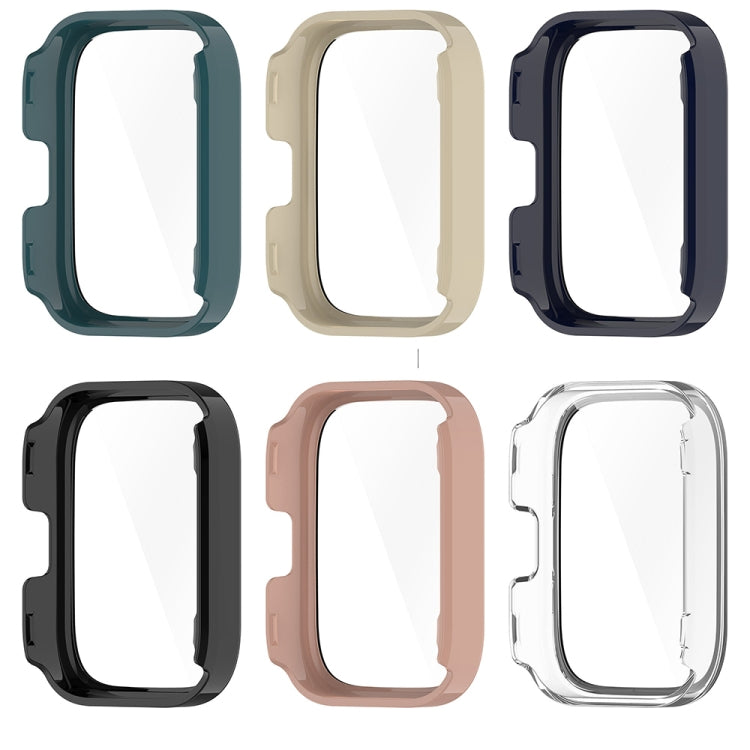 For Amazfit bip5 Unity PC + Tempered Glass Film Integrated Watch Protective Case(Ivory White)