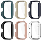 For Amazfit bip5 Unity PC + Tempered Glass Film Integrated Watch Protective Case(Sakura Pink)