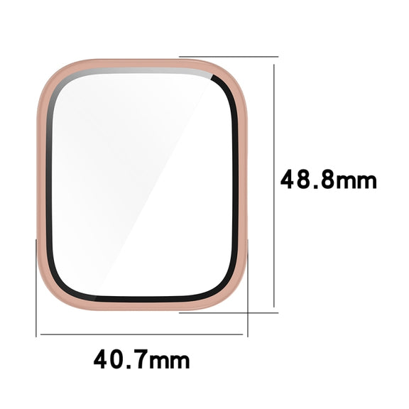 For Amazfit bip5 Unity PC + Tempered Glass Film Integrated Watch Protective Case(Sakura Pink)