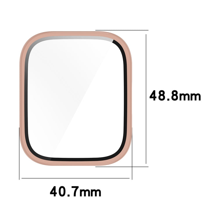 For Amazfit bip5 Unity PC + Tempered Glass Film Integrated Watch Protective Case(Ivory White)