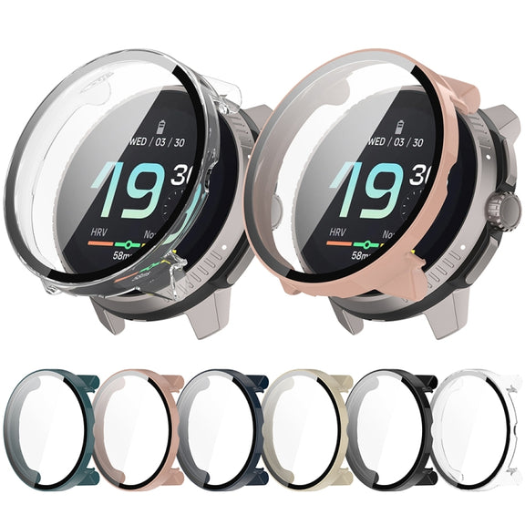 For Suunto Race PC + Tempered Glass Film Integrated Watch Protective Case(Black)