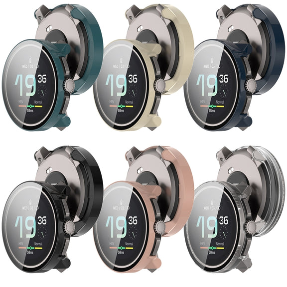For Suunto Race PC + Tempered Glass Film Integrated Watch Protective Case(Black)