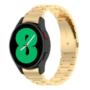 For Samsung Galaxy Watch Ultra 47mm Three Bead Stainless Steel Metal Watch Strap(Gold)