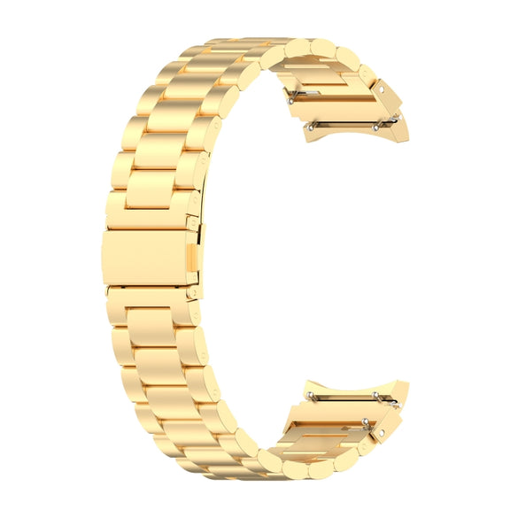 For Samsung Galaxy Watch Ultra 47mm Three Bead Stainless Steel Metal Watch Strap(Gold)