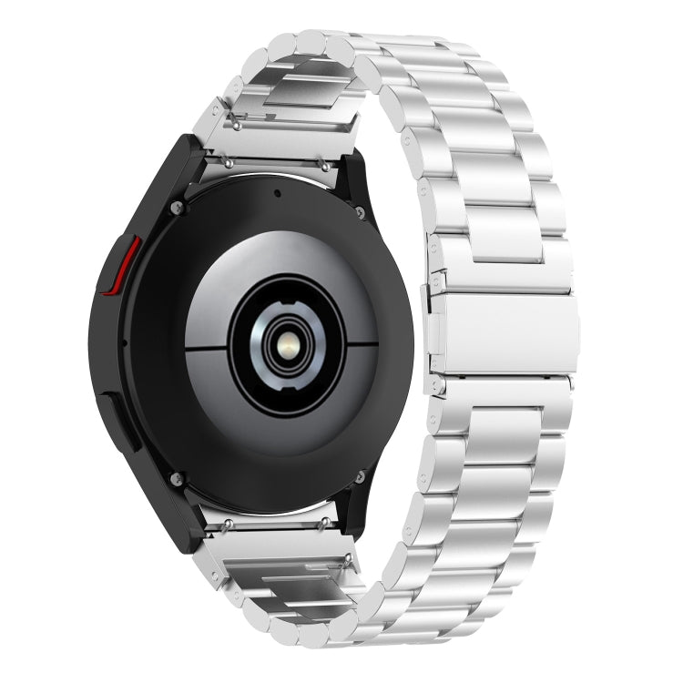 For Samsung Galaxy Watch FE 40mm Three Bead Stainless Steel Metal Watch Strap(Silver)