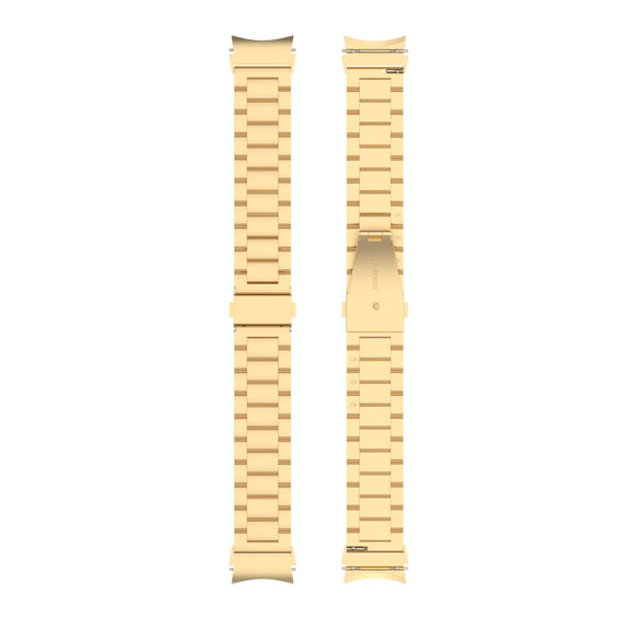 For Samsung Galaxy Watch FE 40mm Three Bead Stainless Steel Metal Watch Strap(Gold)