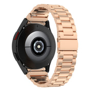 For Samsung Galaxy Watch FE 40mm Three Bead Stainless Steel Metal Watch Strap(Rose Gold)