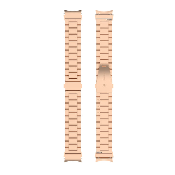 For Samsung Galaxy Watch FE 40mm Three Bead Stainless Steel Metal Watch Strap(Rose Gold)