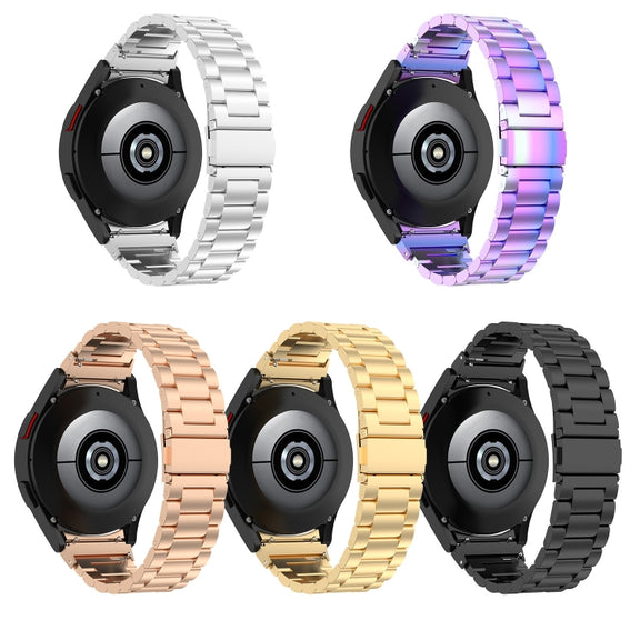 For Samsung Galaxy Watch FE 40mm Three Bead Stainless Steel Metal Watch Strap(Gold)