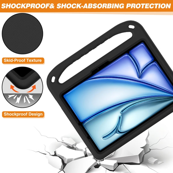 For iPad Air 11 / Pro 11 2024 Handle EVA Shockproof Tablet Case with Holder(Black)