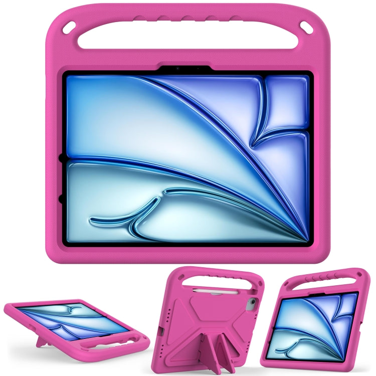 For iPad Air 11 / Pro 11 2024 Handle EVA Shockproof Tablet Case with Holder(RoseRed)