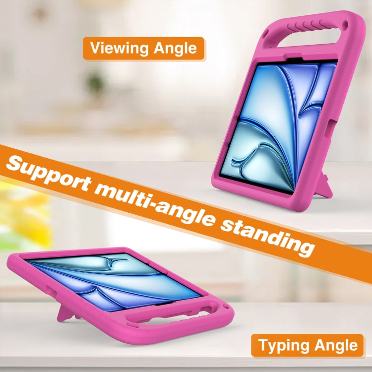 For iPad Air 11 / Pro 11 2024 Handle EVA Shockproof Tablet Case with Holder(RoseRed)