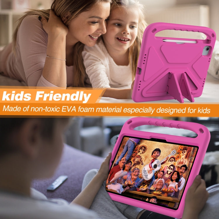 For iPad Air 11 / Pro 11 2024 Handle EVA Shockproof Tablet Case with Holder(RoseRed)