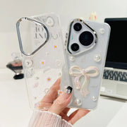 For Huawei Pura 70 Pro 3D Bow Pearl Love Flower TPU Phone Case(Pearl Bow)