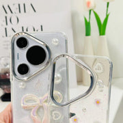For Huawei Pura 70 Pro 3D Bow Pearl Love Flower TPU Phone Case(Pearl Bow)