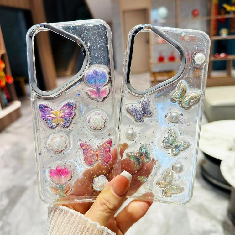 For Huawei Pura 70 3D Colorful Crystal Butterfly TPU Phone Case(Butterfly Pearl)