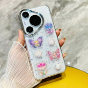 For Huawei Pura 70 3D Colorful Crystal Butterfly TPU Phone Case(Butterfly Pearl)