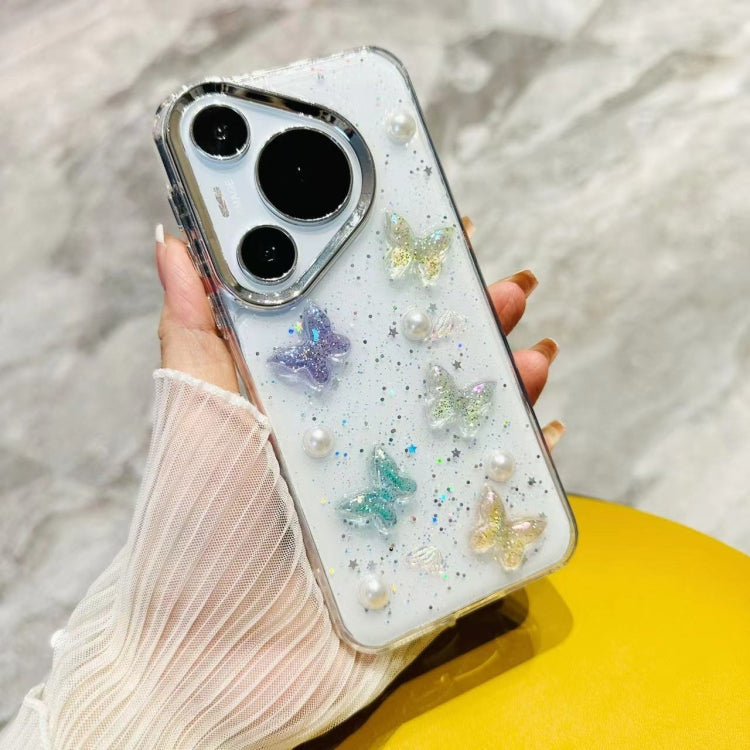 For Huawei Pura 70 3D Colorful Crystal Butterfly TPU Phone Case(Butterfly Pearl)