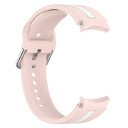 For Samsung Galaxy Watch FE 40mm Two Color Stripe Silicone Watch Band(Pink white)