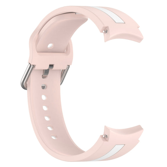 For Samsung Galaxy Watch FE 40mm Two Color Stripe Silicone Watch Band(Pink white)
