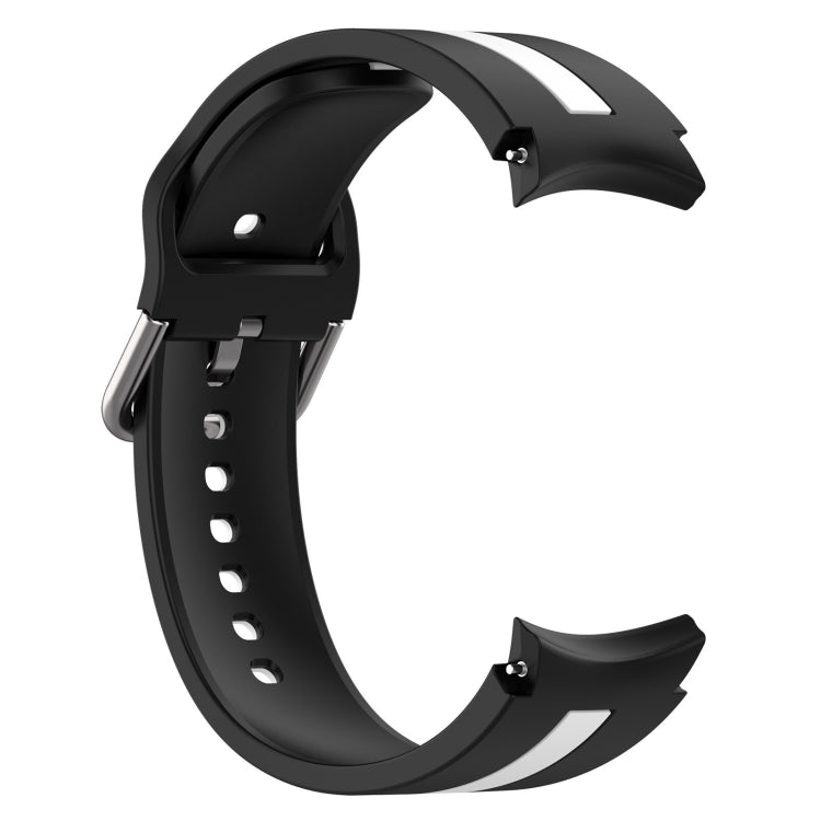 For Samsung Galaxy Watch FE 40mm Two Color Stripe Silicone Watch Band(Black White)