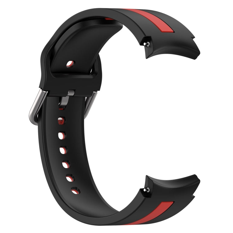 For Samsung Galaxy Watch FE 40mm Two Color Stripe Silicone Watch Band(Black Red)