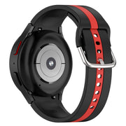 For Samsung Galaxy Watch FE 40mm Two Color Stripe Silicone Watch Band(Black Red)