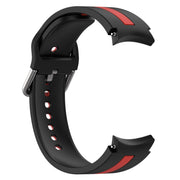 For Samsung Galaxy Watch FE 40mm Two Color Stripe Silicone Watch Band(Black Red)