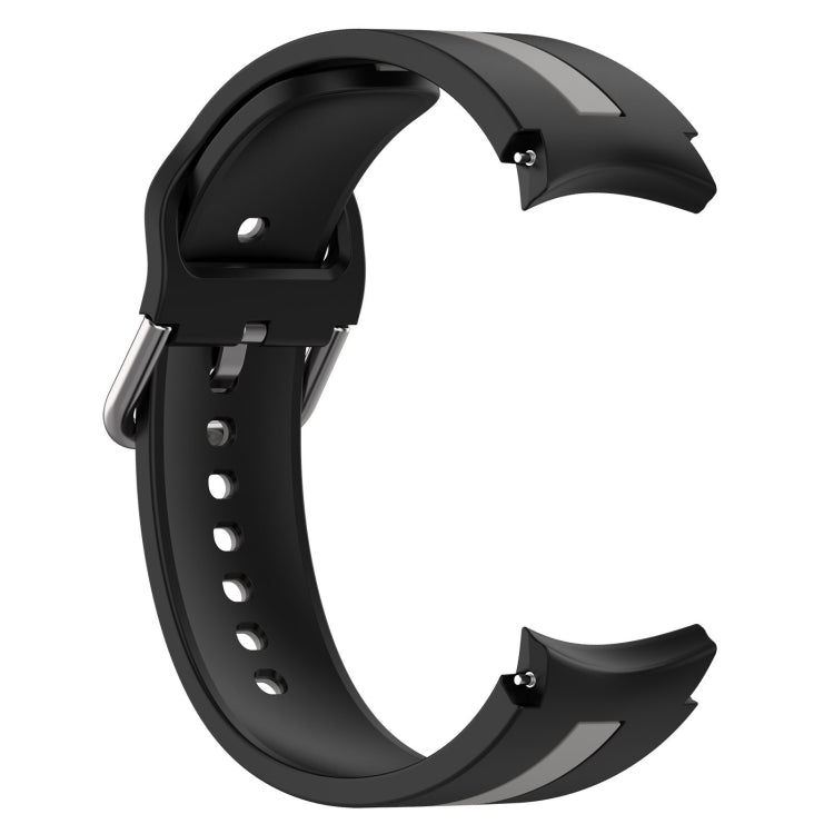 For Samsung Galaxy Watch FE 40mm Two Color Stripe Silicone Watch Band(Black Gray)
