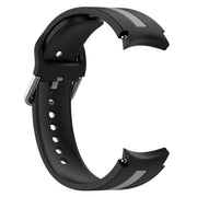 For Samsung Galaxy Watch FE 40mm Two Color Stripe Silicone Watch Band(Black Gray)