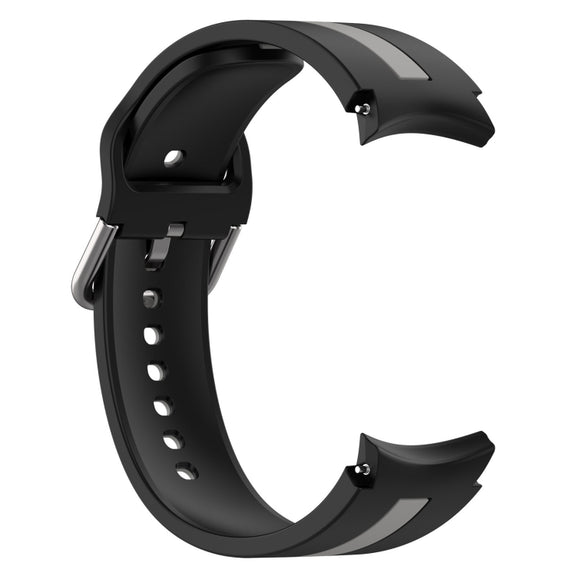For Samsung Galaxy Watch FE 40mm Two Color Stripe Silicone Watch Band(Black Gray)