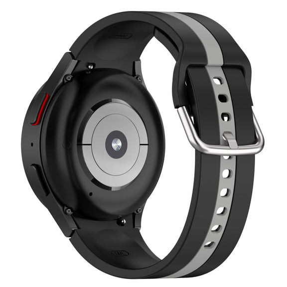 For Samsung Galaxy Watch FE 40mm Two Color Stripe Silicone Watch Band(Black Gray)