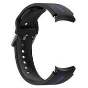 For Samsung Galaxy Watch FE 40mm Two Color Stripe Silicone Watch Band(Black Blue)