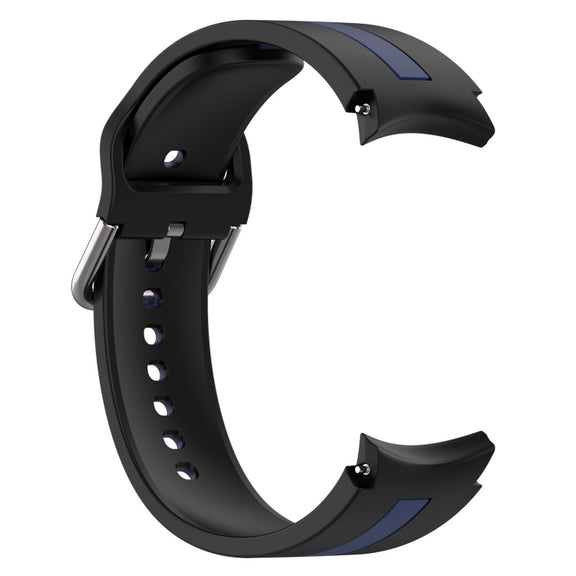 For Samsung Galaxy Watch FE 40mm Two Color Stripe Silicone Watch Band(Black Blue)