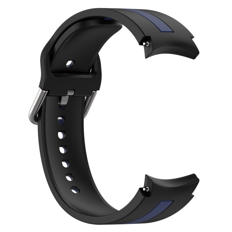 For Samsung Galaxy Watch FE 40mm Two Color Stripe Silicone Watch Band(Black Blue)