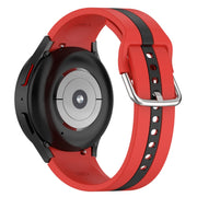 For Samsung Galaxy Watch FE 40mm Two Color Stripe Silicone Watch Band(Red Black)