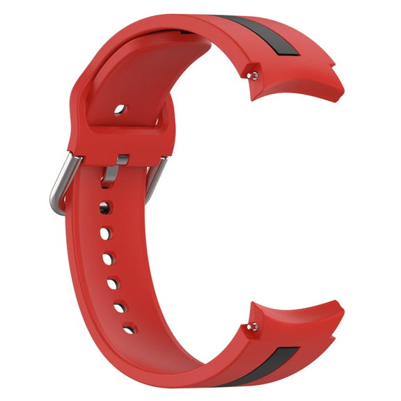 For Samsung Galaxy Watch FE 40mm Two Color Stripe Silicone Watch Band(Red Black)