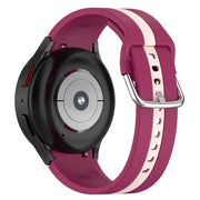 For Samsung Galaxy Watch FE 40mm Two Color Stripe Silicone Watch Band(Wine Red Pink)