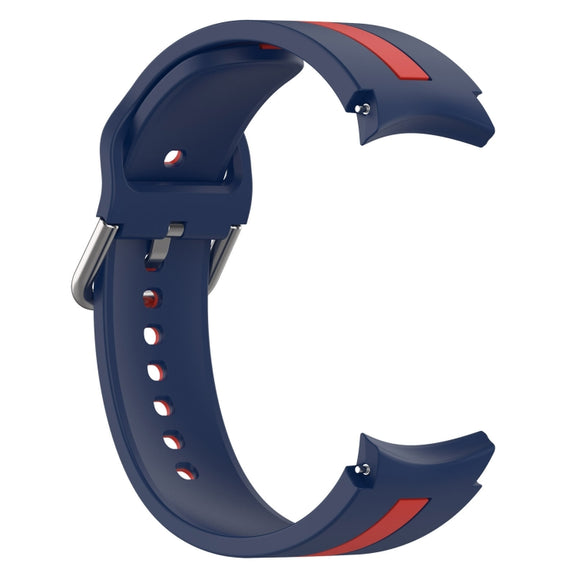 For Samsung Galaxy Watch FE 40mm Two Color Stripe Silicone Watch Band(Blue Red)