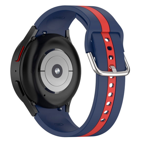 For Samsung Galaxy Watch FE 40mm Two Color Stripe Silicone Watch Band(Blue Red)