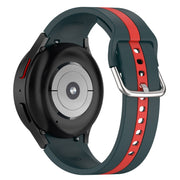 For Samsung Galaxy Watch 7 40 / 44mm Two Color Stripe Silicone Watch Band(Dark Green Red)