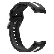 For Samsung Galaxy Watch 7 40 / 44mm Two Color Stripe Silicone Watch Band(Black White)