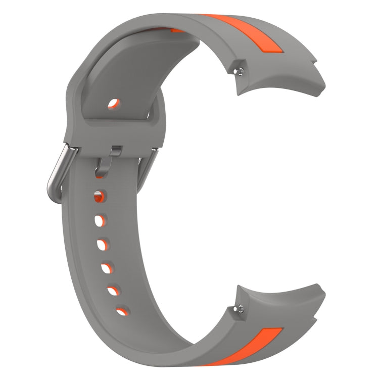 For Samsung Galaxy Watch 7 40 / 44mm Two Color Stripe Silicone Watch Band(Gray Orange)