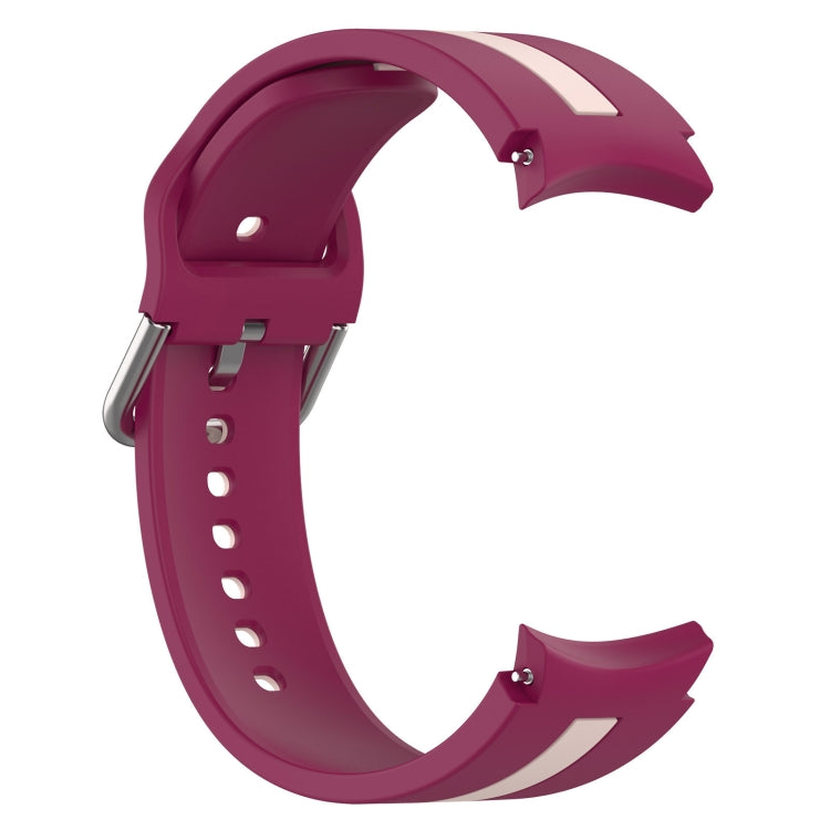 For Samsung Galaxy Watch 7 40 / 44mm Two Color Stripe Silicone Watch Band(Wine Red Pink)