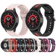 For Samsung Galaxy Watch 7 40 / 44mm Two Color Stripe Silicone Watch Band(Pink white)