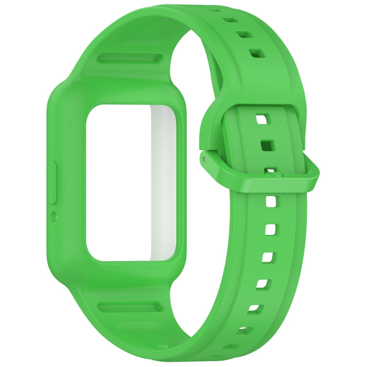 For  Huawei Band 9 Two Color Frame Integrated Silicone Watch Band(Fluorescent Green)